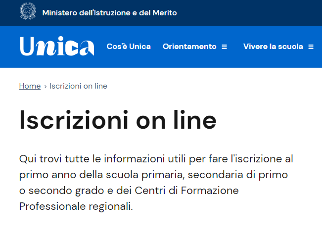 scritta unica - iscrizioni online