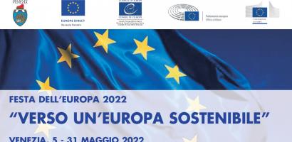 logo festa europa 2022 bandiera con stelle gialle e titolo evento